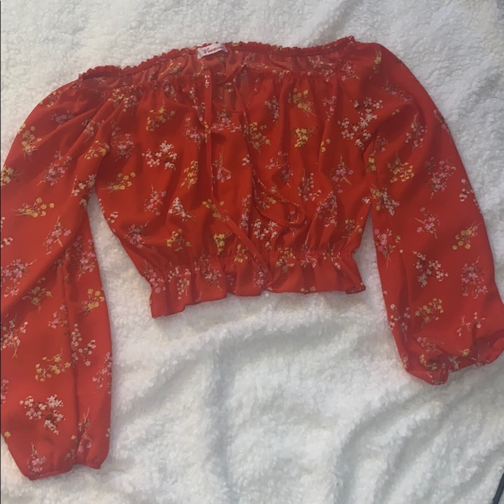 Orange Floral crop top